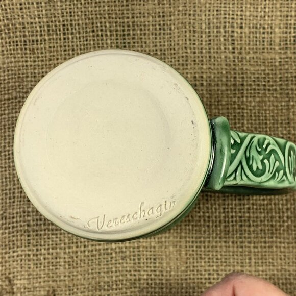 Studio Art Pottery Mug Green & Black Signed Deb Vereschagin Sask. Canada - Picture 6 of 8